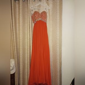Blush Prom Dress, Persimmon Color, Strapless, size 0,